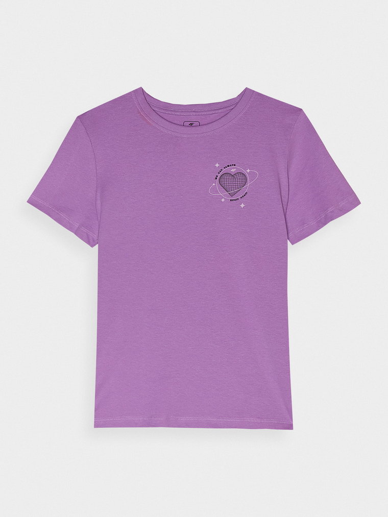 T-shirt z nadrukiem dziewczęcy - fioletowy