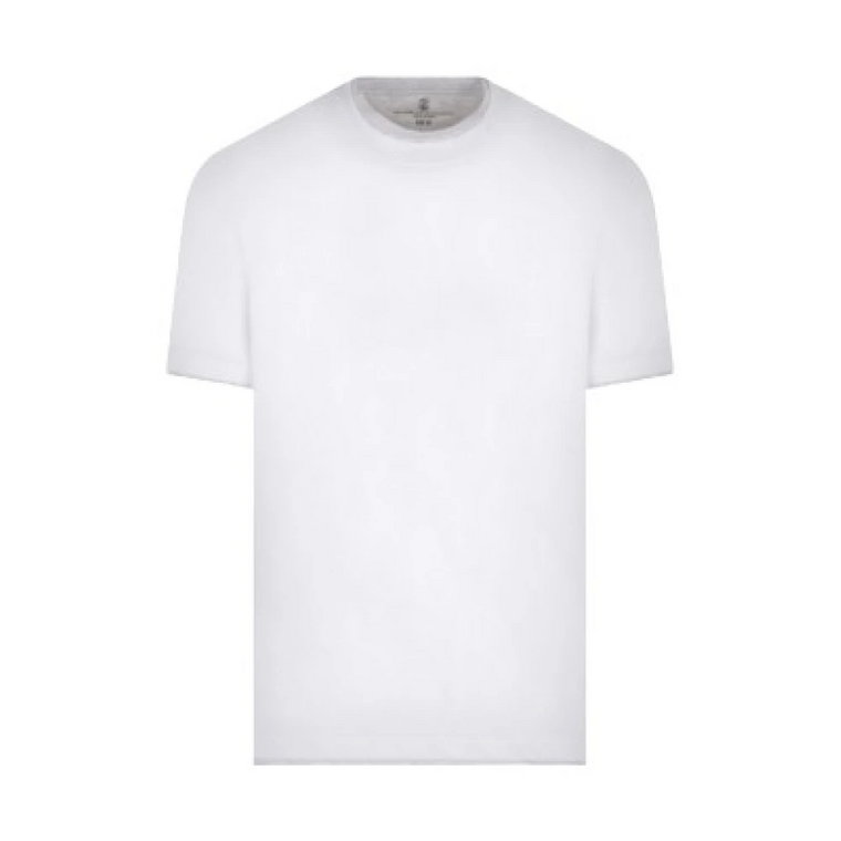 Biała koszulka z szarym wykończeniem od Brunello Cucinelli Brunello Cucinelli