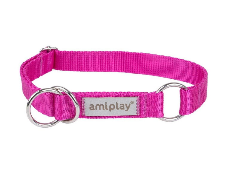 Amiplay Samba Obroża półzaciskowa M 25-40 x 2cm różowa