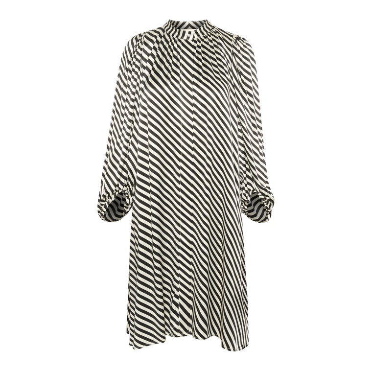 Czarno-Biała Diagonalna Sukienka w Paski Soaked in Luxury