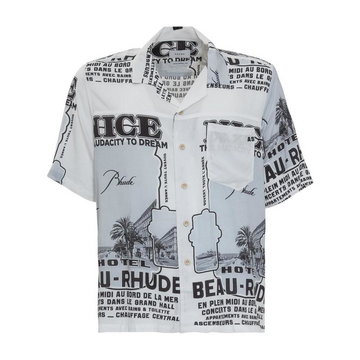 Rhude, Shirt with All-over Print Biały, male,