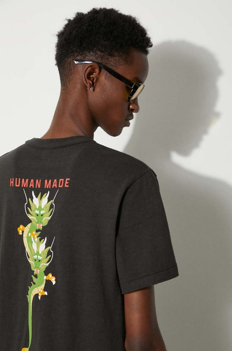 Human Made t-shirt bawełniany Graphic męski kolor czarny z nadrukiem HM27TE012