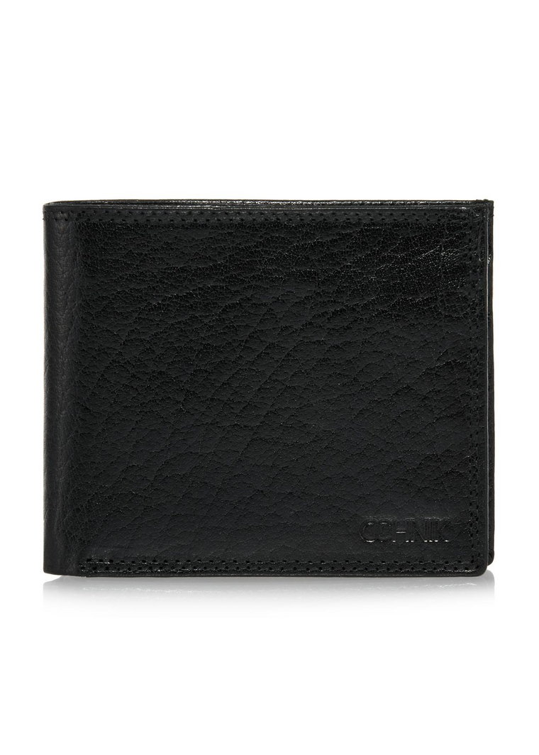 Czarny skórzany niezapinany portfel męski