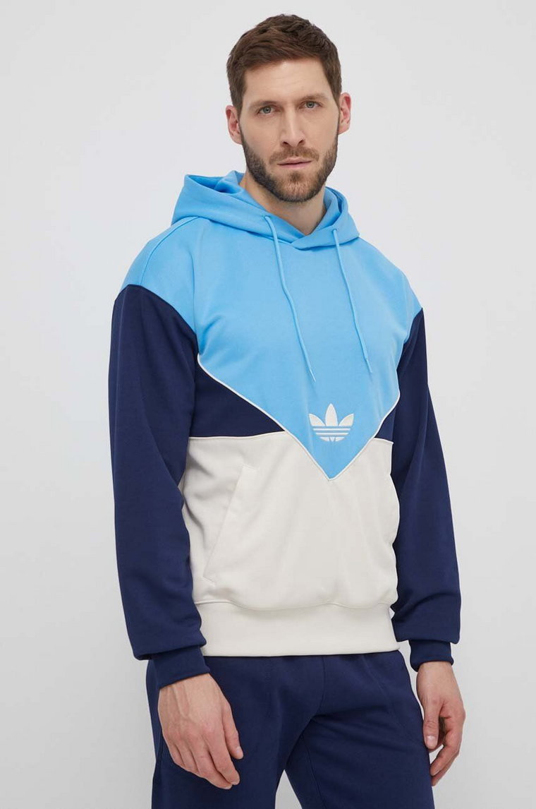 adidas Originals bluza kolor niebieski z kapturem wzorzysta IM9463