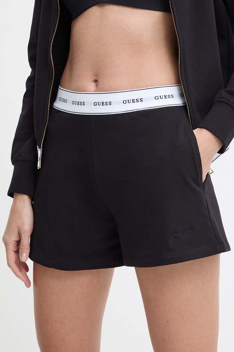 Guess szorty CARRIE damskie kolor szary gładkie high waist O4GD02 KBS91