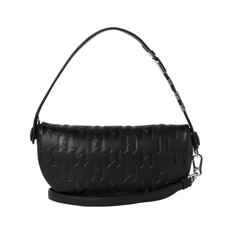 Czarna skórzana torba na ramię Baguette Karl Lagerfeld