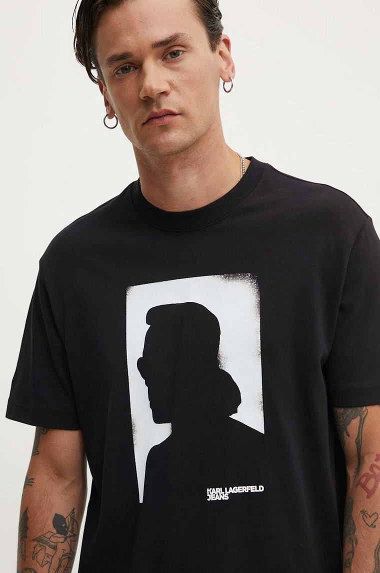 Karl Lagerfeld Jeans t-shirt bawełniany męski kolor czarny z nadrukiem 245D1709