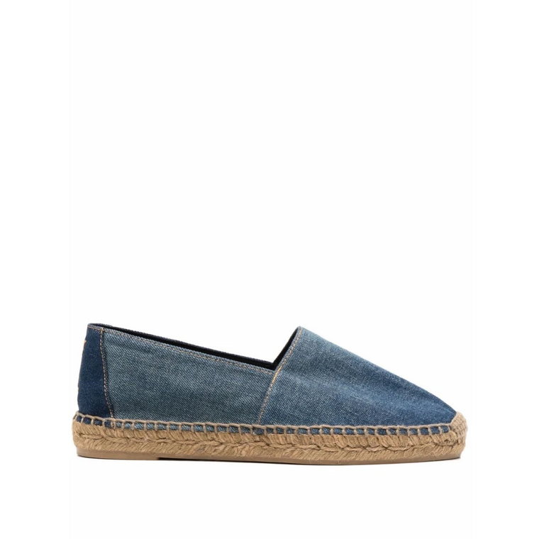 Granatowe Espadryle z Haftowanym Logo Saint Laurent