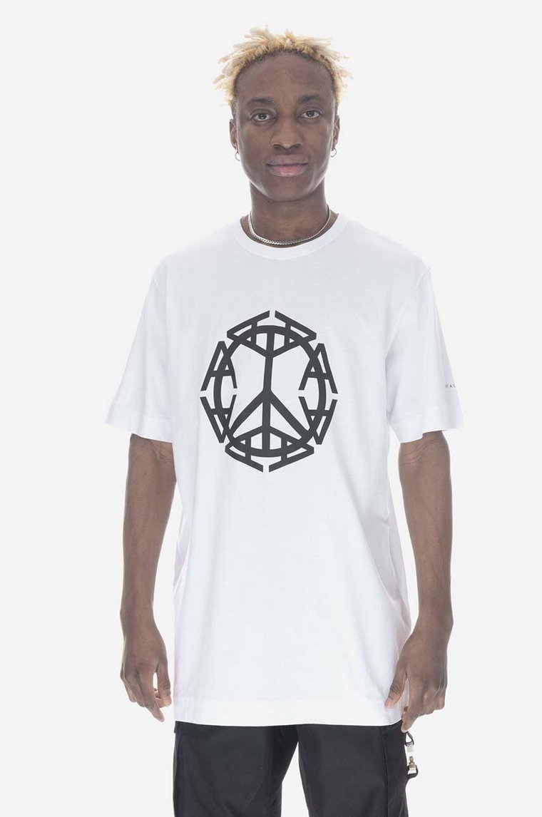 1017 ALYX 9SM t-shirt bawełniany Peace Sing kolor biały z nadrukiem AAUTS0407FA01-BLK0001
