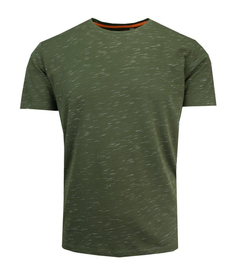 T-Shirt Melanżowy, Zielony Bez Nadruku, Okrągły Dekolt -BRAVE SOUL