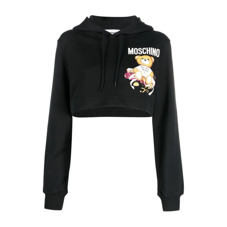 Czarny Sweter z Nadrukiem Misia Moschino