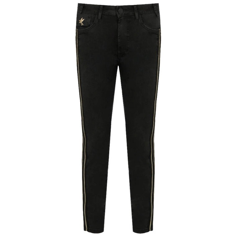 Czarne Skinny Jeans z Złotymi Szczegółami One Teaspoon