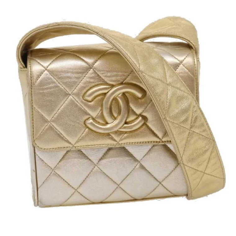 Używana złota skórzana torebka Chanel na ramię Chanel Vintage