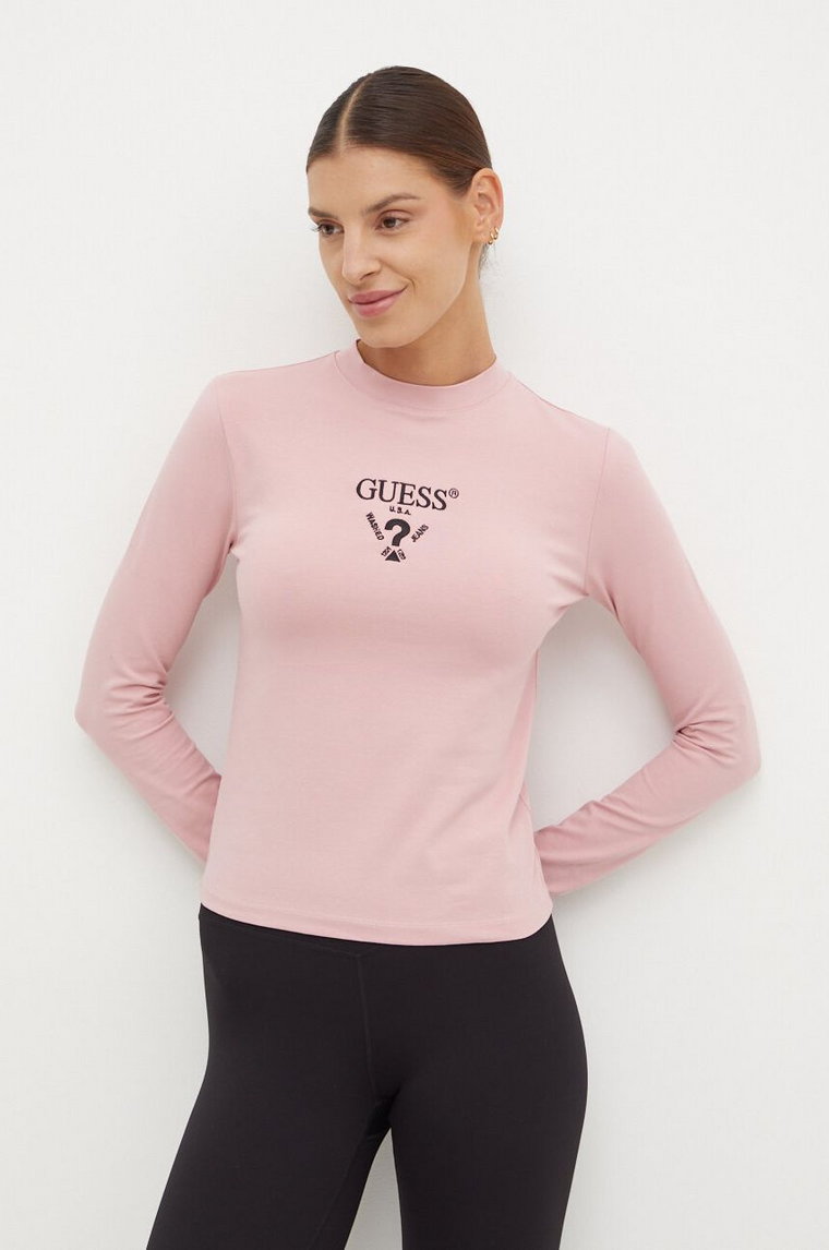 Guess longsleeve COLETTE damski kolor różowy V4YI23 KCDH1