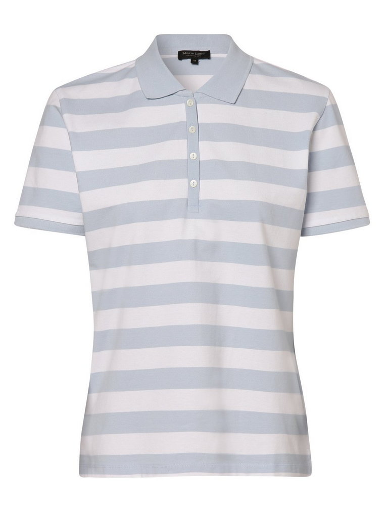 Marie Lund - Damska koszulka polo, niebieski|biały