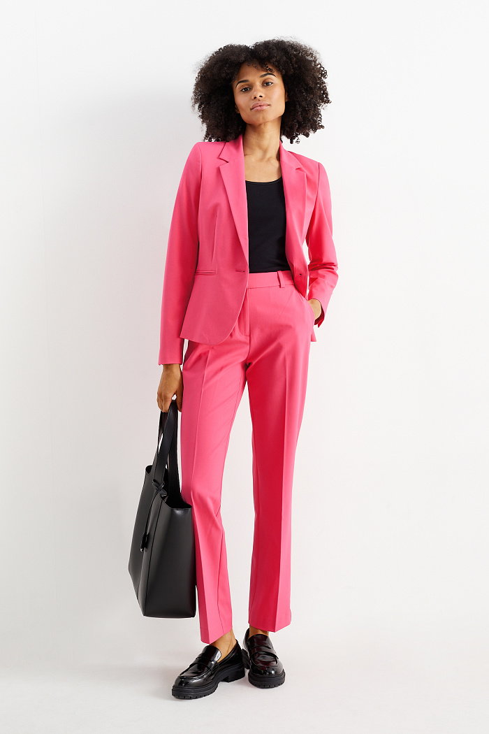 C&A Spodnie biznesowe-średni stan-straight fit, Różowy, Rozmiar: 40