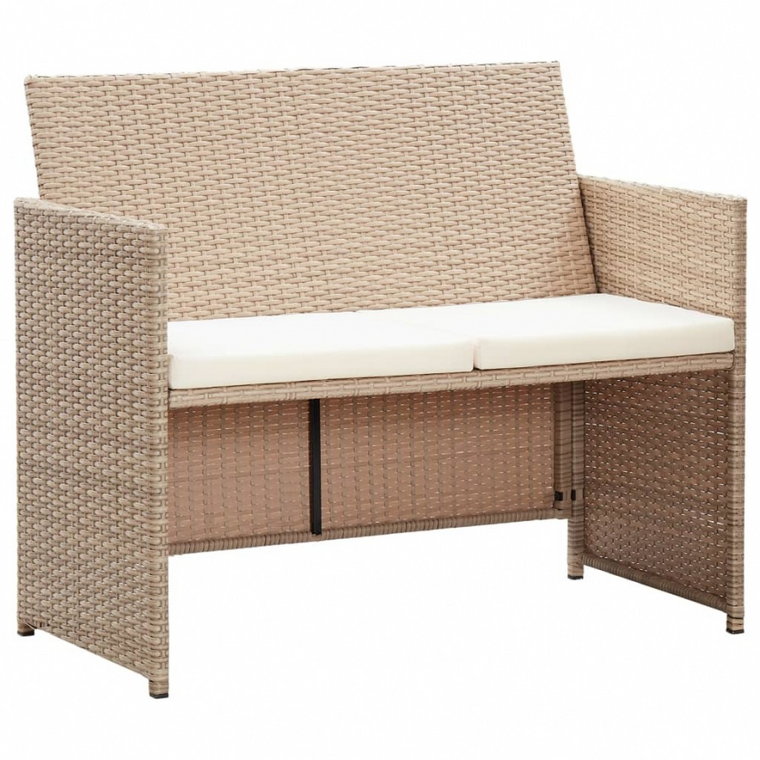 2-osobowa sofa ogrodowa z poduszkami, polirattan, beżowa kod: V-46396