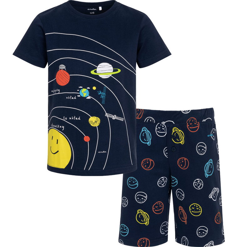 Piżama dziecięca piżamka chłopięca bawełniana 140 układ Słoneczny   Endo