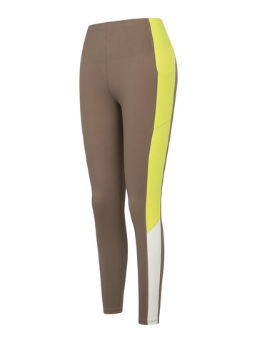 Yvette Sports Spodnie sportowe 'Carly'  ciemnobrązowy / żółty / biały