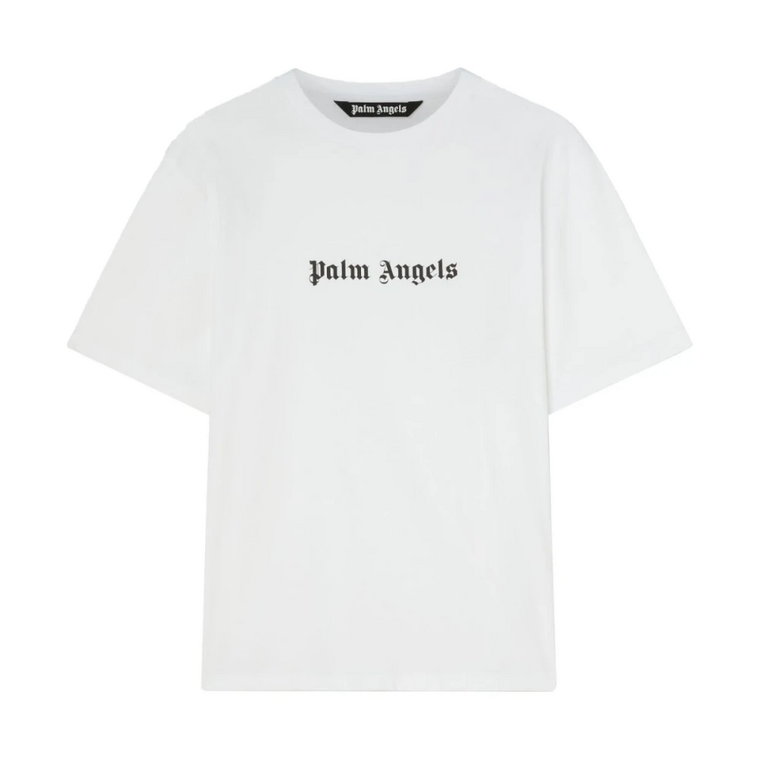 Koszulka z nadrukiem logo i okrągłym dekoltem w kolorze białym/czarnym Palm Angels