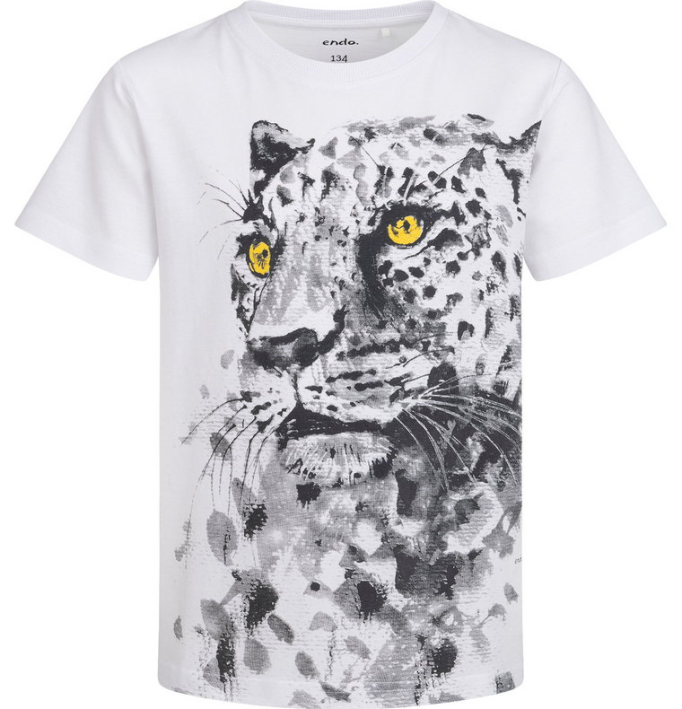 T-shirt Koszulka dziecięca chłopięca 110 Bawełna Pantera Biały Endo