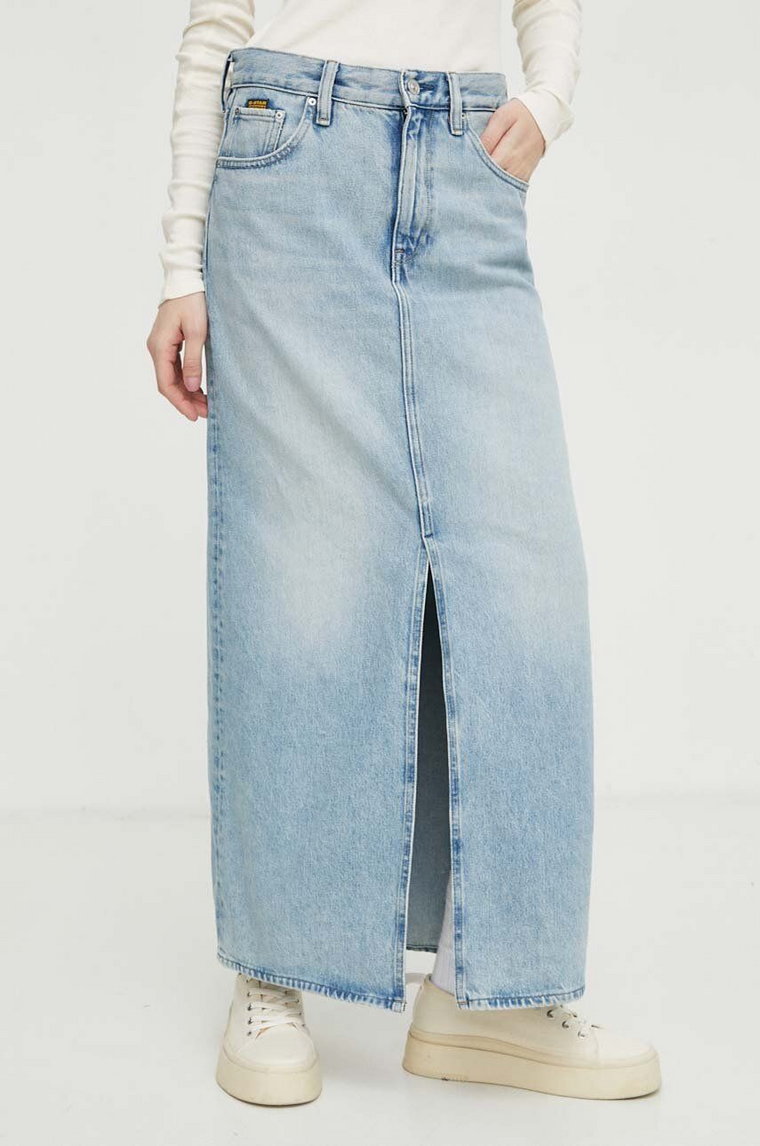 G-Star Raw spódnica jeansowa kolor niebieski maxi prosta