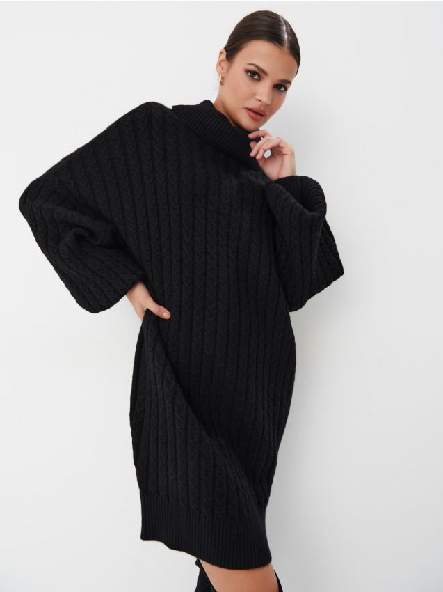Mohito - Swetrowa sukienka mini z wiskozą - czarny