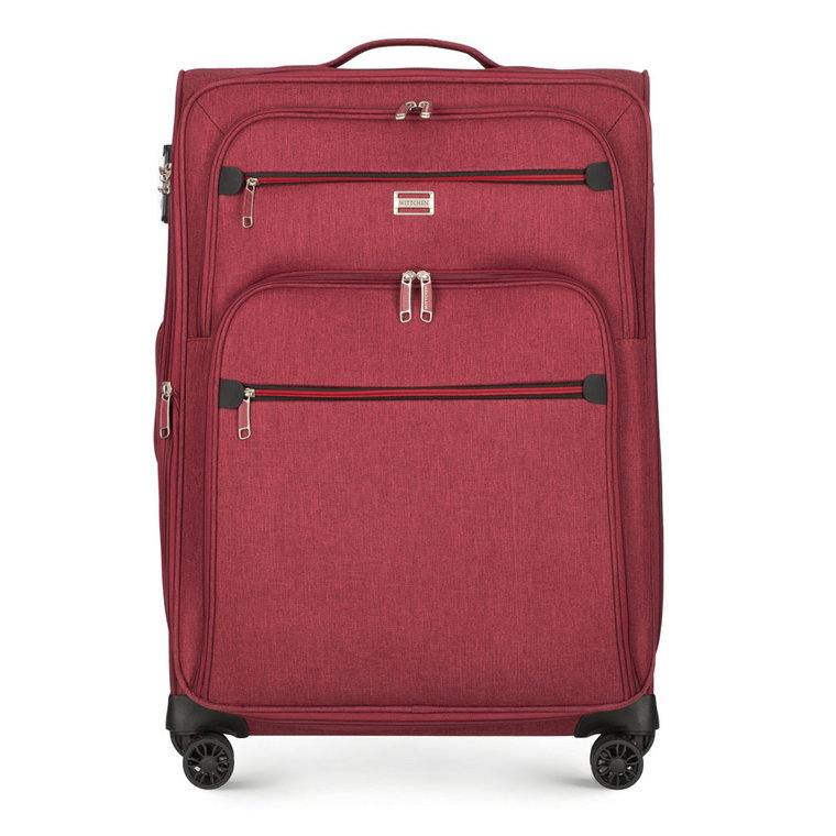 Średnia walizka z kolorowym suwakiem bordowa