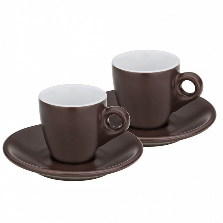 Filiżanki do espresso ze spodkami, 2 szt., ceramika, 0,05 l, śred. 12 x 6,5 cm, brązowe kod: KE-12755
