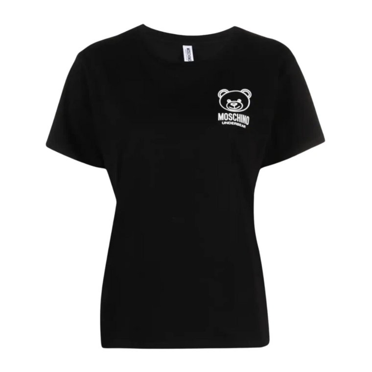 Czarna Koszulka z Logo Moschino