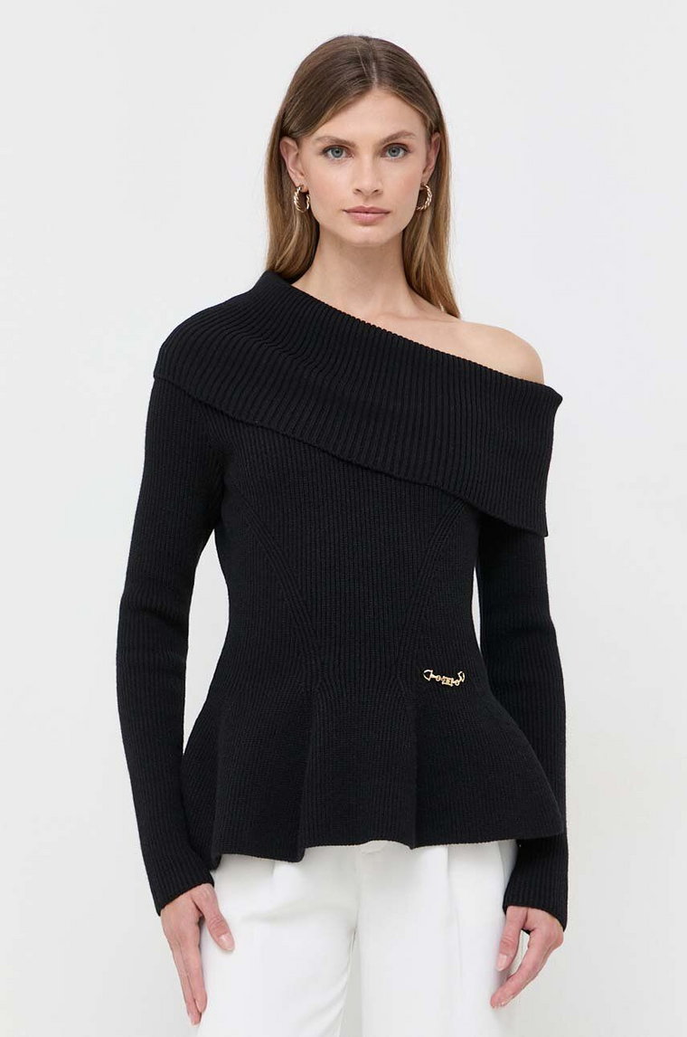 Elisabetta Franchi sweter damski kolor czarny ciepły z golfem