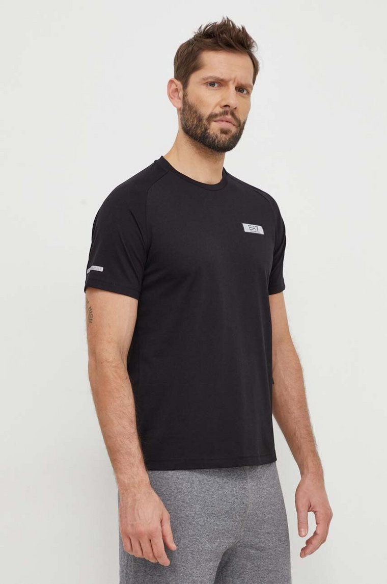 EA7 Emporio Armani t-shirt męski kolor czarny z aplikacją
