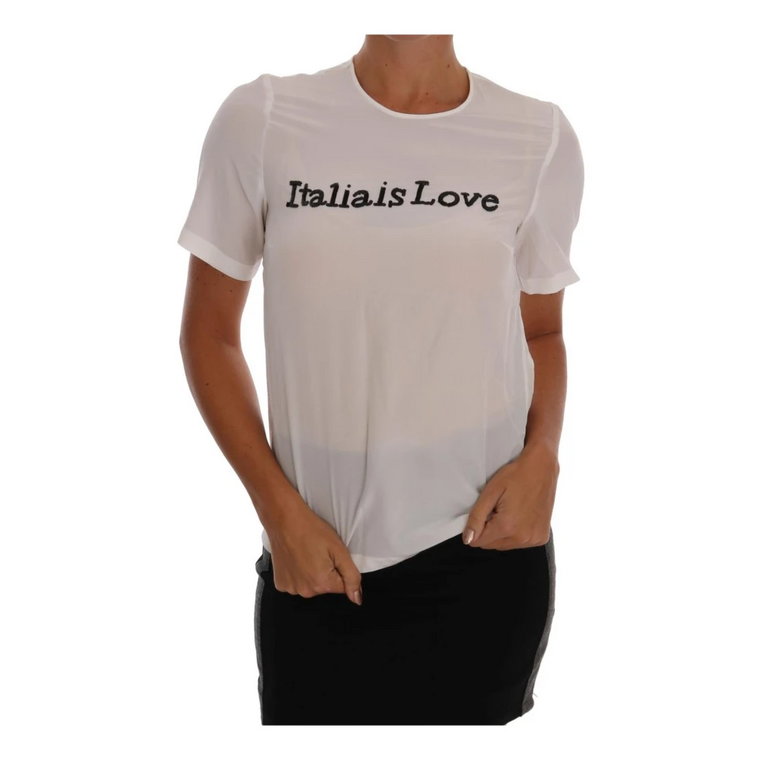 White Silk Italia IS Love Blouse T-shirt Dolce & Gabbana