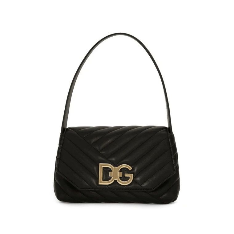 Wyściełana skórzana torba z klamrą z logo Dolce & Gabbana