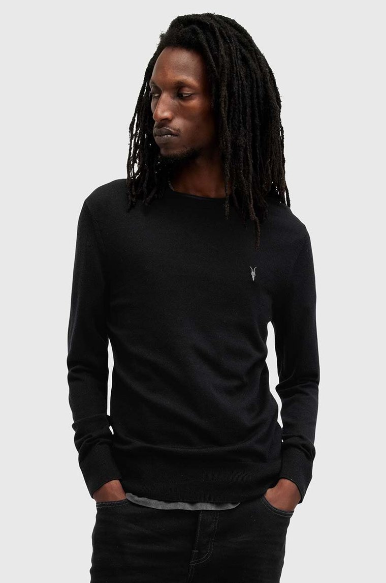 AllSaints sweter wełniany MODE kolor czarny  M002KZ