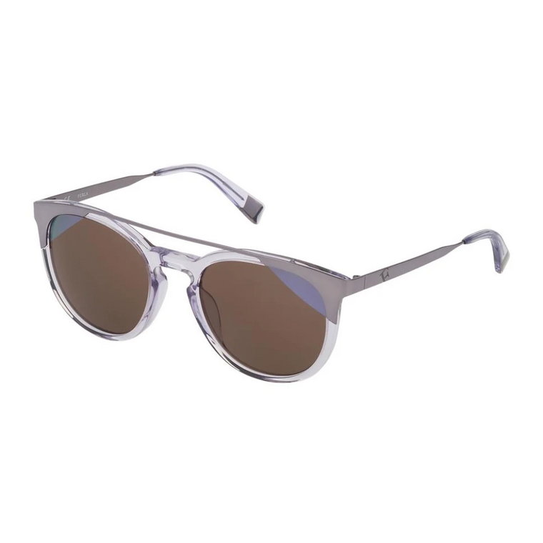 Stylowe okulary przeciwsłoneczne w transparentnym fioletowym srebrze Furla