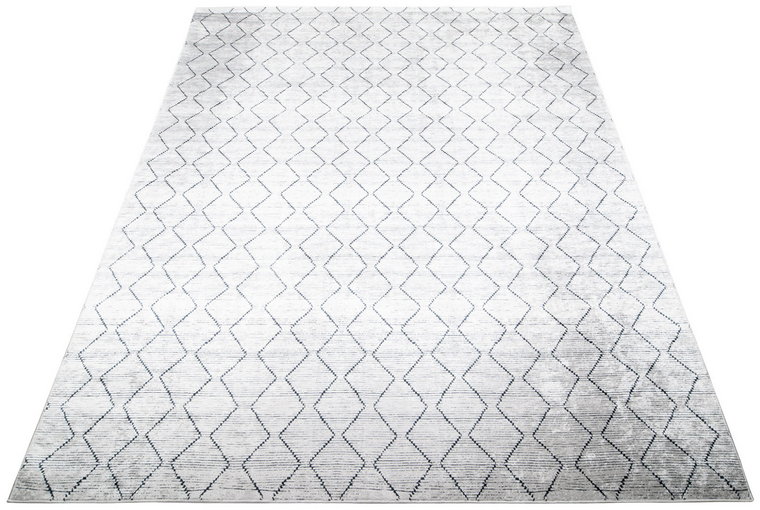 Jasnoszary prostokątny dywan w geometryczny wzór - Cunis 3X