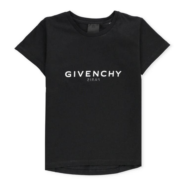 Czarna Juniorowa Bawełniana Koszulka z Kontrastowym Logo Givenchy