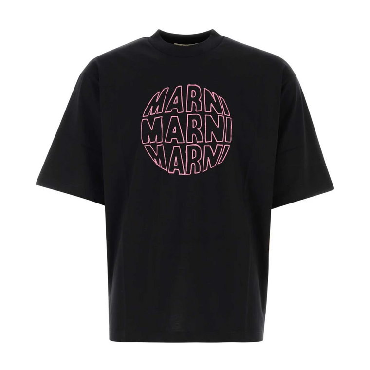 Czarna bawełniana koszulka Marni