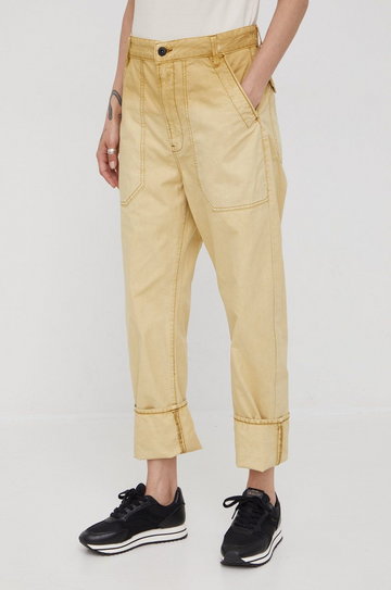 G-Star Raw spodnie bawełniane D22477.9740 damskie kolor beżowy proste high waist