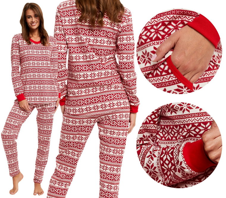 Piżama damska Alaska miła 100% bawełna S czerwona
