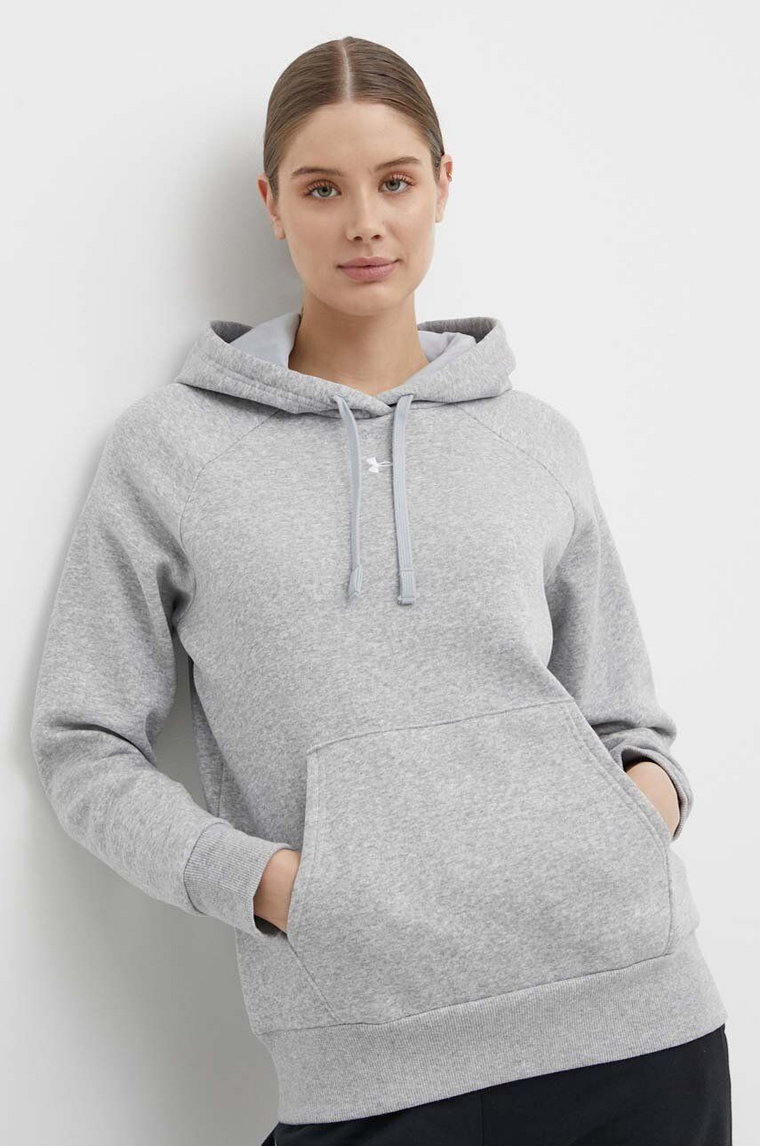 Under Armour bluza damska kolor szary z kapturem gładka 1379500