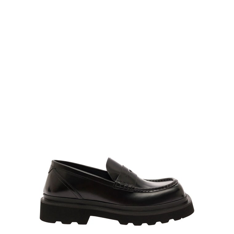 Czarne płaskie buty z kwadratowym noskiem Dolce & Gabbana