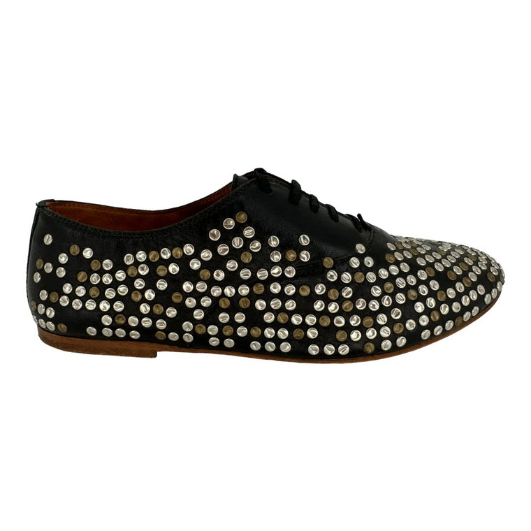 Studded Lace-up Flats Saint Laurent