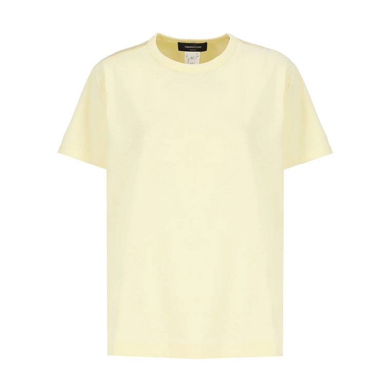 Żółty Bawełniany T-shirt z Dekoltem w Stylu Crew Neck Fabiana Filippi