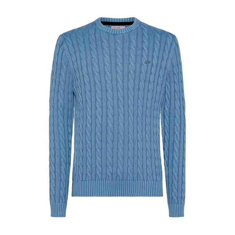 Niebieski Sweter z Warkoczem dla Mężczyzn Sun68