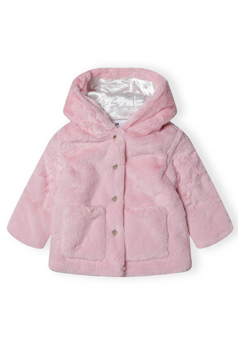 Różowa kurtka przejściowa pluszowa dla niemowlaka