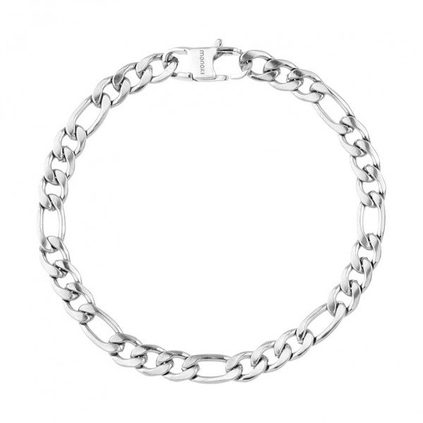 Męska srebrna klasyczna bransoleta łańcuch figaro ze stali szlachetnej