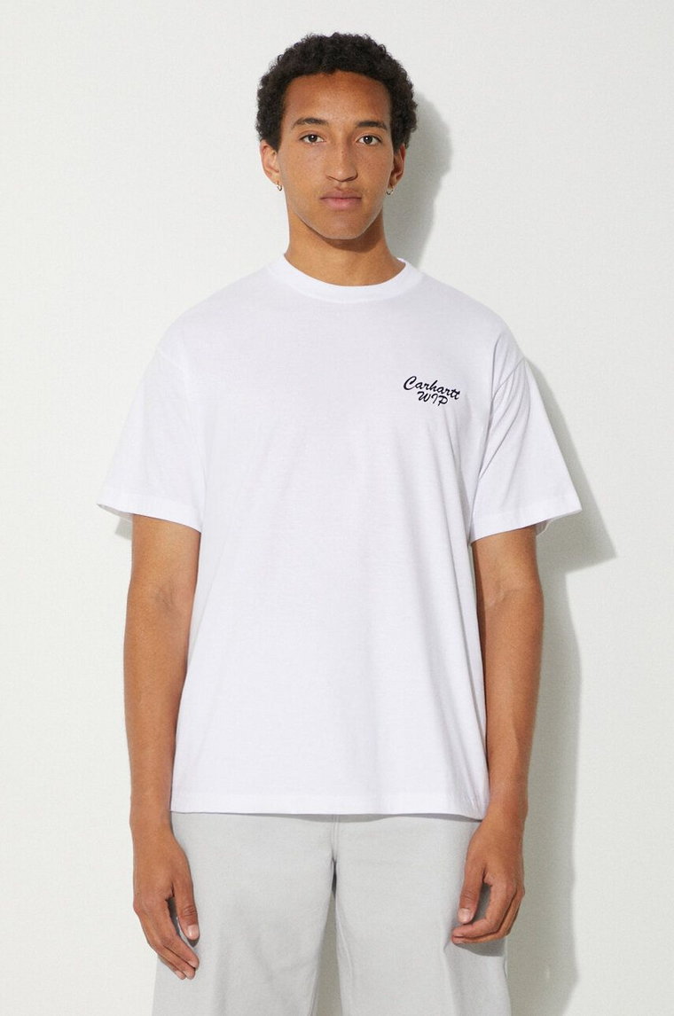 Carhartt WIP t-shirt bawełniany Friendship męski kolor biały z nadrukiem I033641.00AXX
