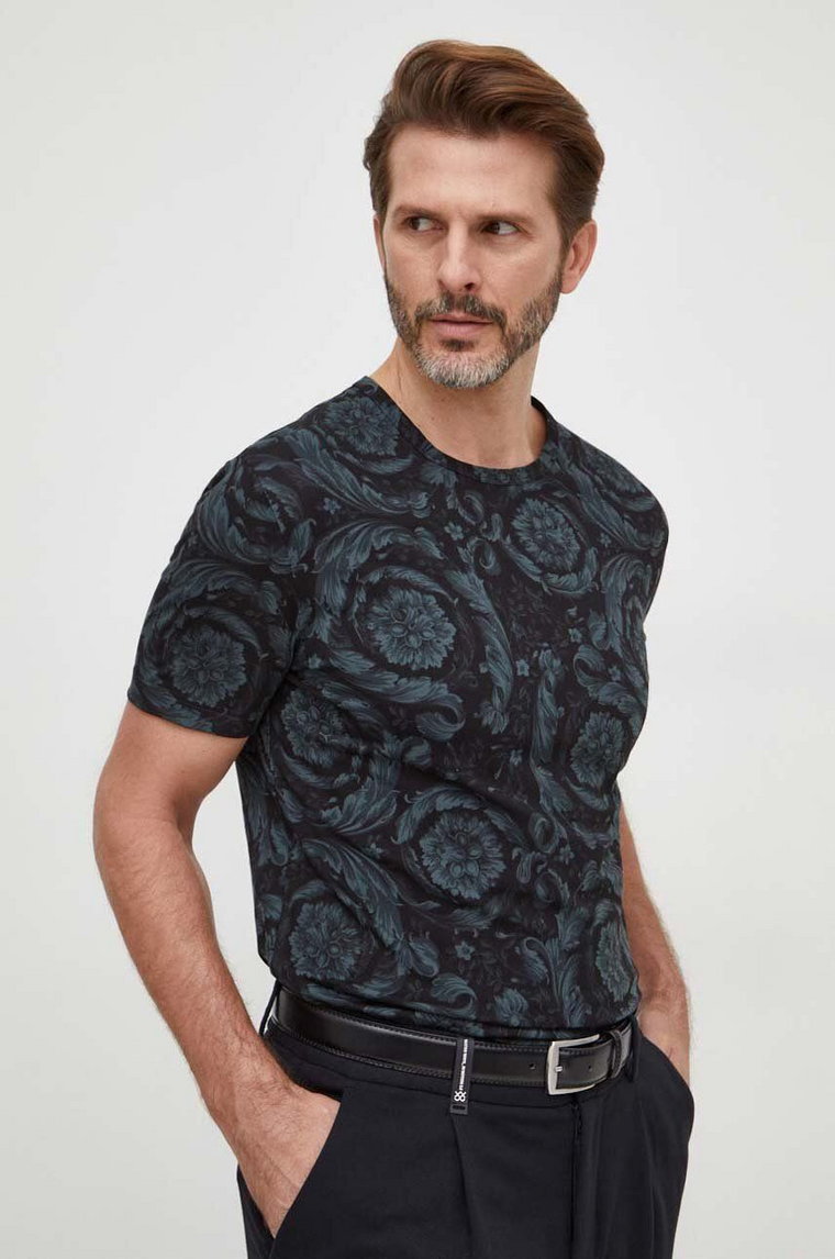 Versace t-shirt męski kolor czarny wzorzysty 1000959 1A00515